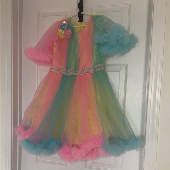 Colorful Kids Rainbow Indian princess style Dress NWOT - Picture 3 of 7